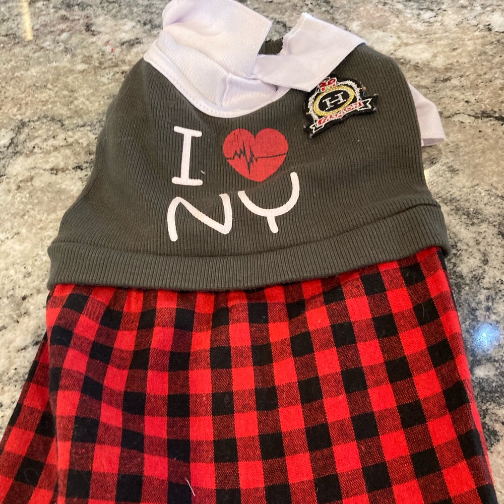 I Love NY Plaid Dog Outfit